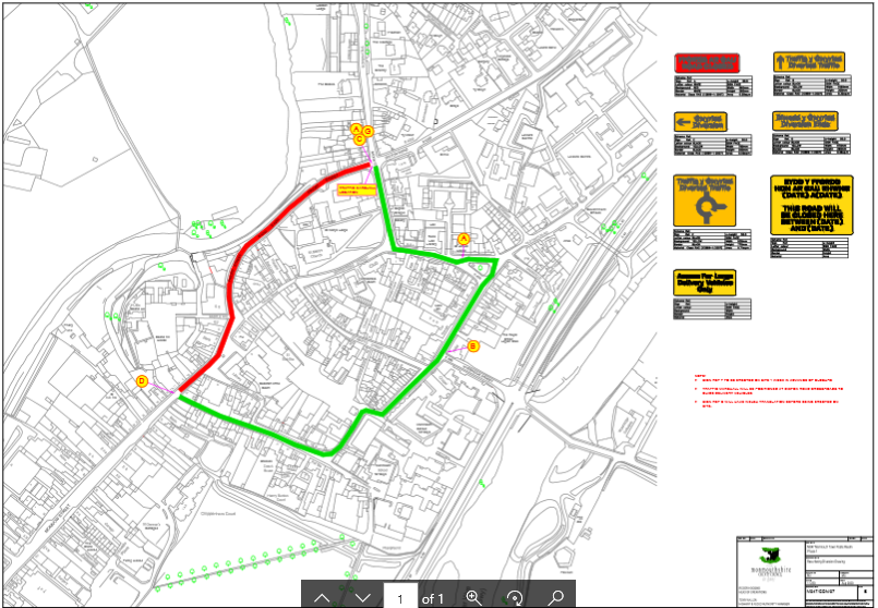 diagram of temporary road closure and diversion