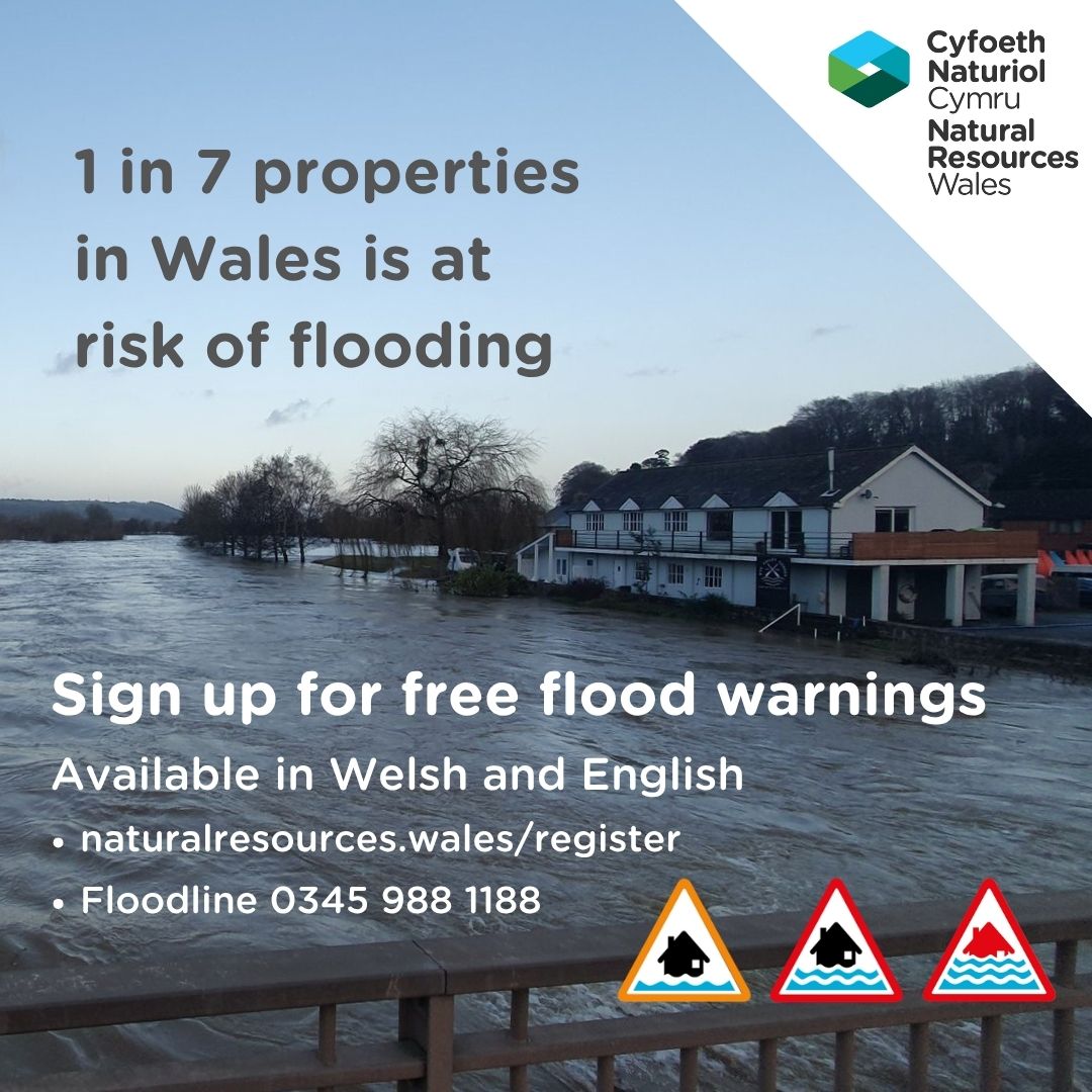 Sign up to NRW Flood warnings service poster