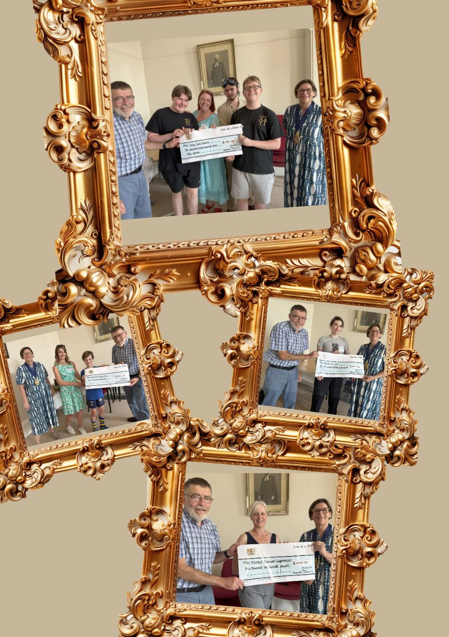 Images of successful grant applicants receiving award cheques