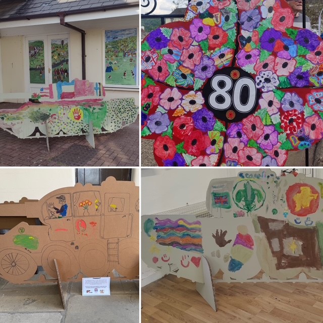 Images of Decorated Tanks and Poppies displayed around Monmouth