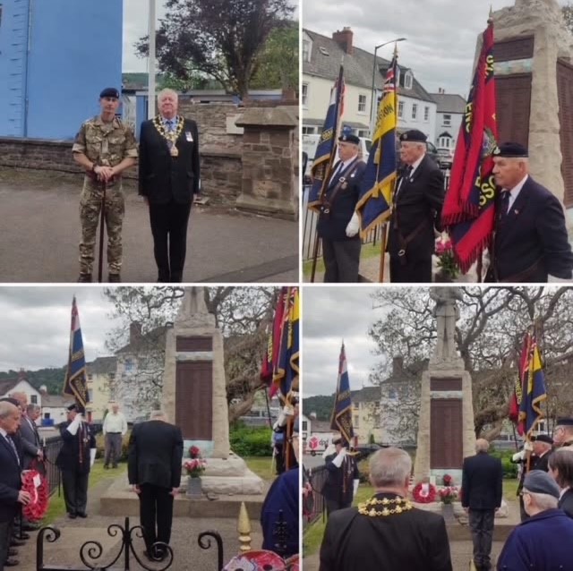 Images of flag raising and wreath laying on Thursday 8th May 2025