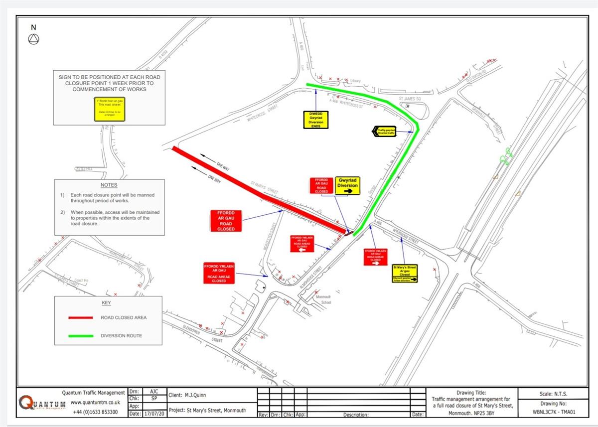 st Mary Street Road closure map