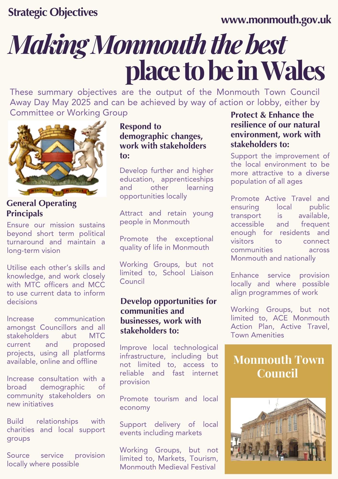 Monmouth Town Council Strategic Objectives